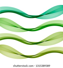 Vector set of waves. Green wave.