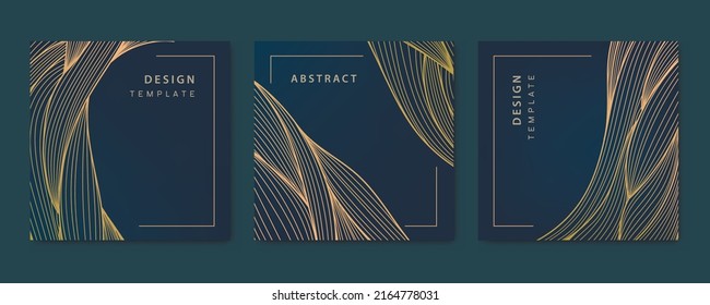 Vector Set Wavy Luxury Line Cards Stock Vector (Royalty Free ...