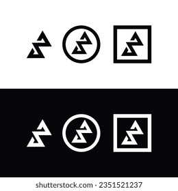 vector, set, WB logo, W logo, B logo, peaks, Abstrack mountains, circles, squares, geometric, frames, black and white