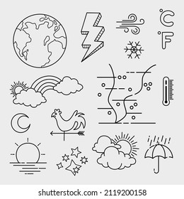 vector set of weather doodle elements, for design purposes