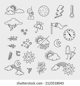 vector set of weather doodle elements, for design purposes