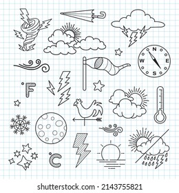 vector set of weather doodle elements, for design purposes