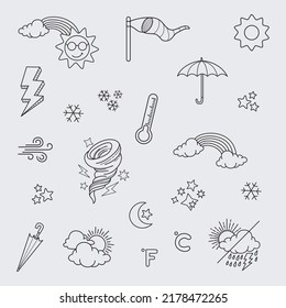 vector set of weather doodle elements, for design purposes