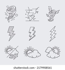 vector set of weather doodle elements, for design purposes
