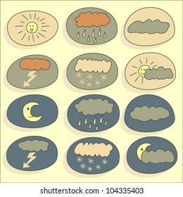 Vector Set Weather Forecast Icons Pastel Stock Vector (Royalty Free ...