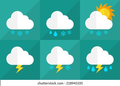  Vector set of weather icon in flat style. Part 1 of 4