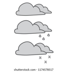 Vector set of weather icons. Icons with clouds.