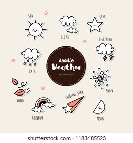 Vector set of weather icons. Doodle. Simple illustration. Vector illustration. EPS 10.