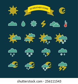 Vector set of weather icons in trendy flat style