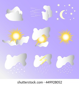 vector set of weather icons in violet background
