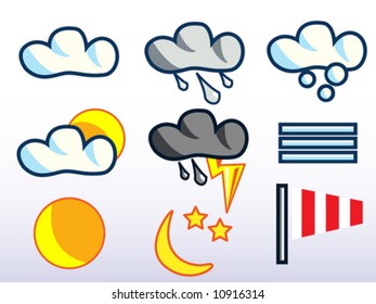 (vector) Set of weather symbol icons
