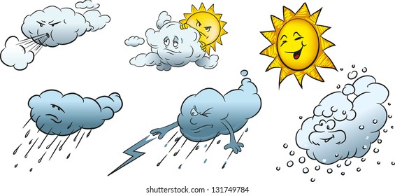 Vector set of weather and temperature icons.