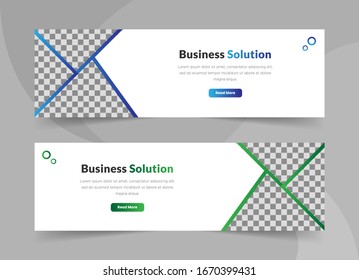 Vector Set of Web Banner Template with Geometric Shape in Blue and Green Colors perfect for your Design Project, Advertising, Website, Background, etc.
