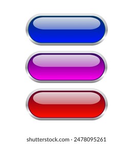 Vector set of web buttons in different colors on a white background. Applies to websites and icons. Vector illustration