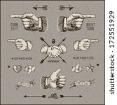 Vector set - web design elements, vintage gravure style 