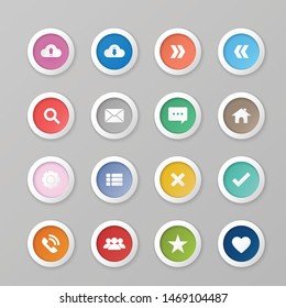 Vector set web icon.Colorful round button.