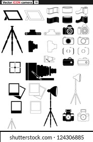 Vector set web icons. retro camera and tripod