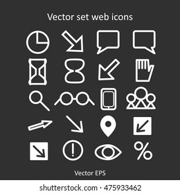 Vector set web icons white