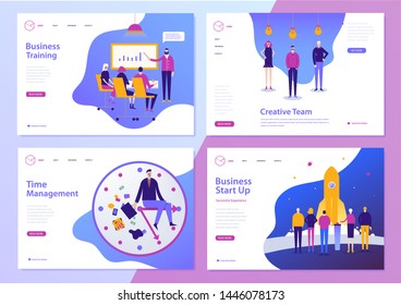 Vector set of web page design templates for business, finance and marketing. Modern character illustrations for website and mobile website development. Flat design concepts