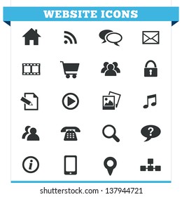 Vector set of website and Internet icons and design elements for blog, forum, online portfolio and web pages. Illustration isolated on white background.