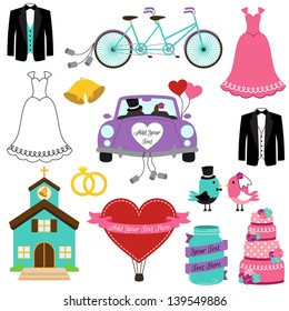 Vector Set of Wedding and Bridal Themed Images