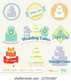 Vector Set: Wedding Cake Labels and Icons