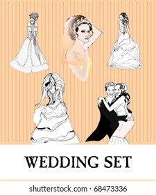 vector set of wedding illustrations