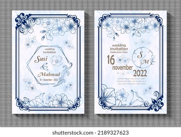 vector set of wedding invitation card templates, border frame designs and floral outline decorations, leaves, isolated on a white background decorated with watercolor