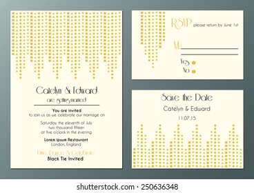 vector set of wedding invitation cards in artdeco style 