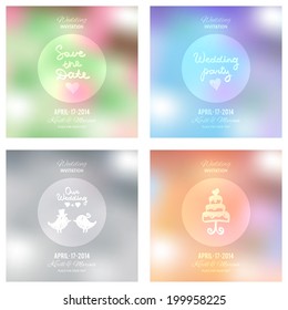 vector set of wedding invitations with hand drawn elements