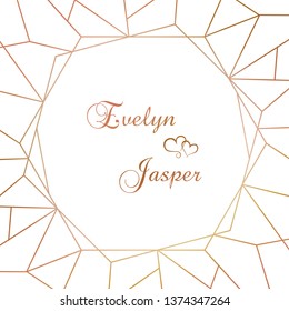 Vector set of wedding invitations. On a white gray background with gold lines, stripes, guides. In a decorative square frame. Template constructor cards, invitation
