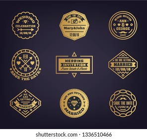 Vector set of wedding logo Templates. Design Element Vintage Style for Logotype, Label, Badge, Emblem. Photography Logo. Save the date, wedding invitations logos, hipster modern style