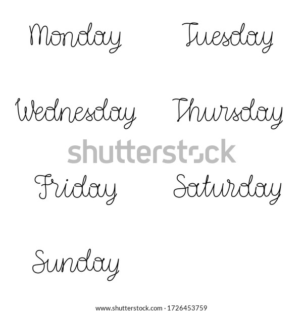 vector-set-weekday-names-handwritten-lettering-stock-vector-royalty