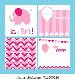 vector set welcome baby, elephant, flags, lamp, air balloon