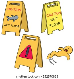 vector set wet floor