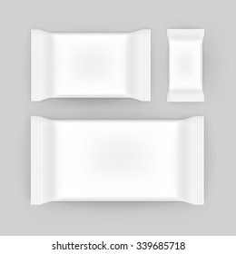 Vector Set of Wet Wipes Napkins Blank White Packaging Package Pack Isolated on Background