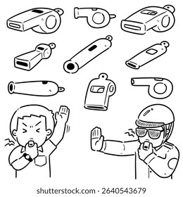 vector set of whistle cartoon