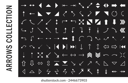Vector Set Of White Arrows Collection