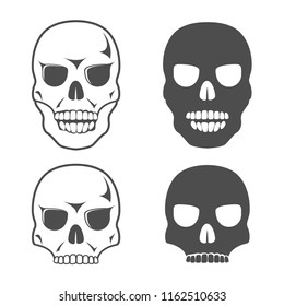 vector set with white and black skulls