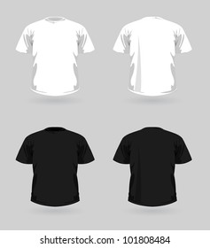 Vector set of white and black t-shirts