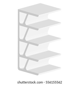 Vector Set of White Blank Empty Exhibition Trade Stands Shop Racks with Shelves Storefronts Isolated on Background