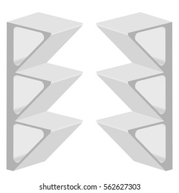 Vector Set of White Blank Empty Exhibition Trade Stands Shop Racks with Shelves Storefronts Isolated on Background