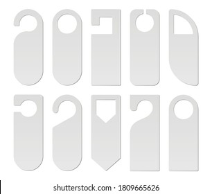 Juego de vectores de papel blanco en blanco o de protectores de bloqueo de la manija de la puerta de plástico.