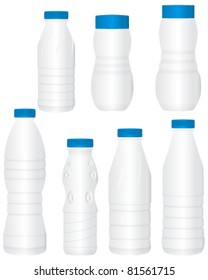 Vector set of white bottles illustration