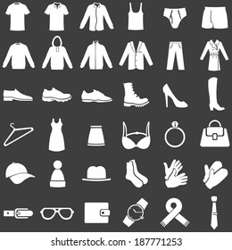 Vector Set of  White Clothes Icons