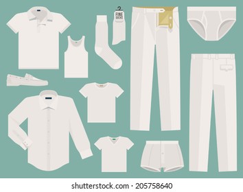 Vector set of white clothes for men