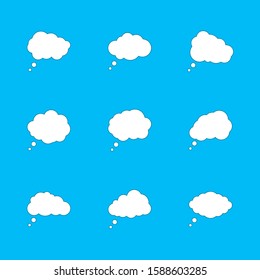 Vector set of white clouds with shadow. Speech bubbles.