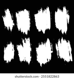 Vector set of white color spot grunge brush stroke illustrations