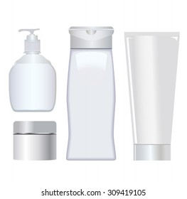 vector set of white cosmetic tubes containers
