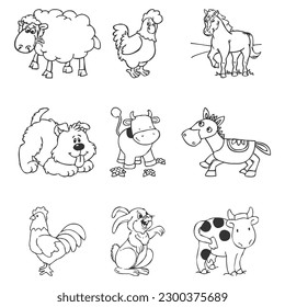 Vector set of white farming icons